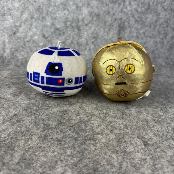 Hallmark Fluffballs Star Wars C3PO R2D2 Plush‎ Lot of 2 Ornaments - Picture 1 of 4